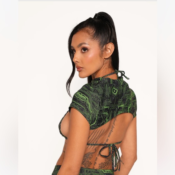 IHeartRaves CYBER MATRIX ULTRA CROPPED TOP and BIKINI SET - Picture 2 of 8